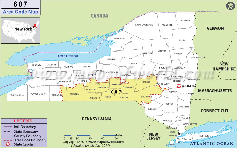 607 Area Codes Map