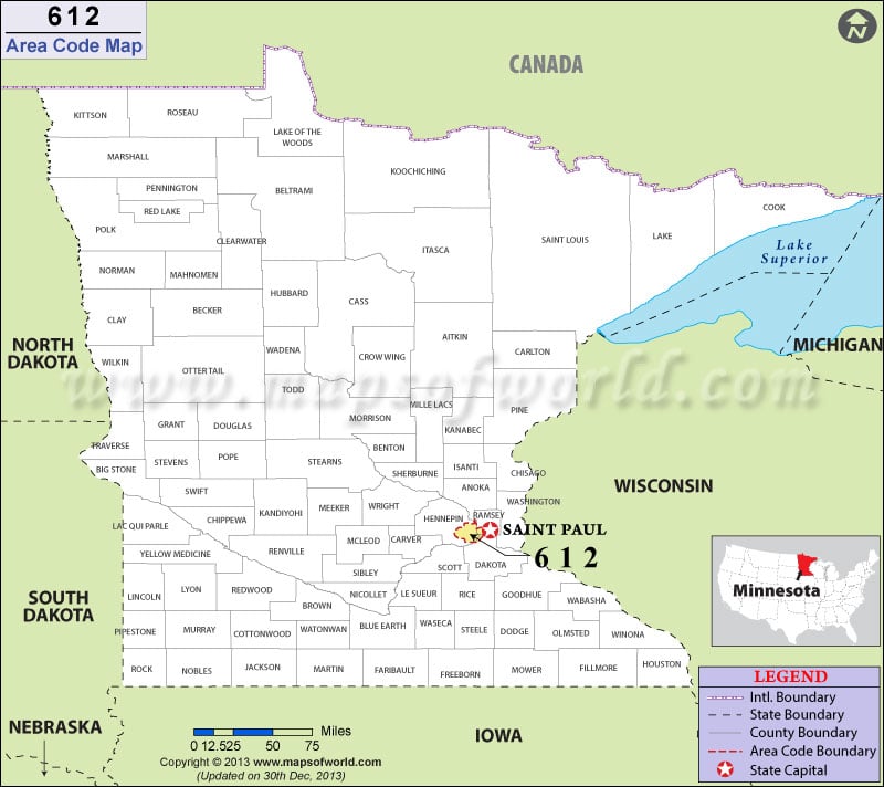 612 Area Codes Map