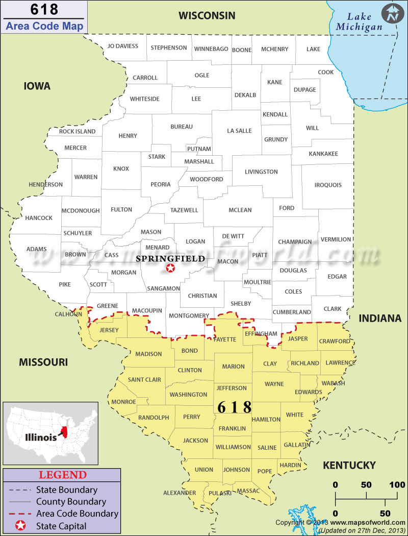 618 Area Codes Map