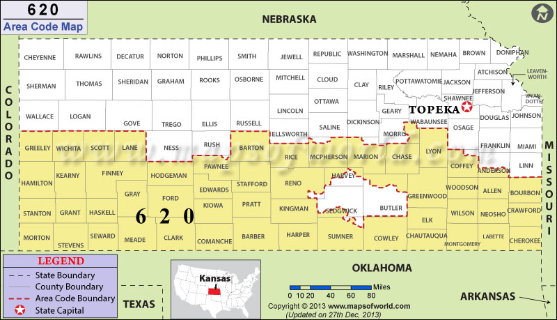 620 Area Codes Map