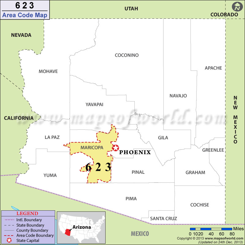 623 Area Codes Map