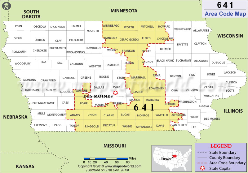 641 Area Codes Map