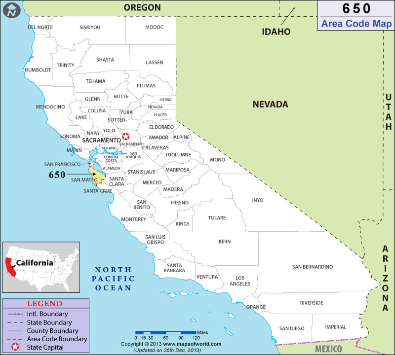 650 Area Codes Map