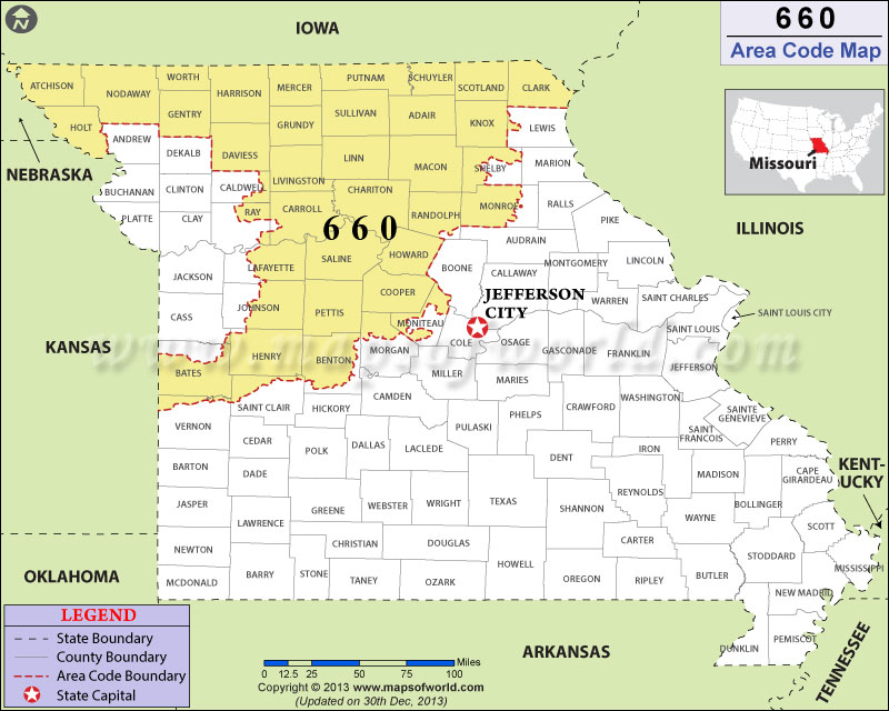 660 Area Codes Map