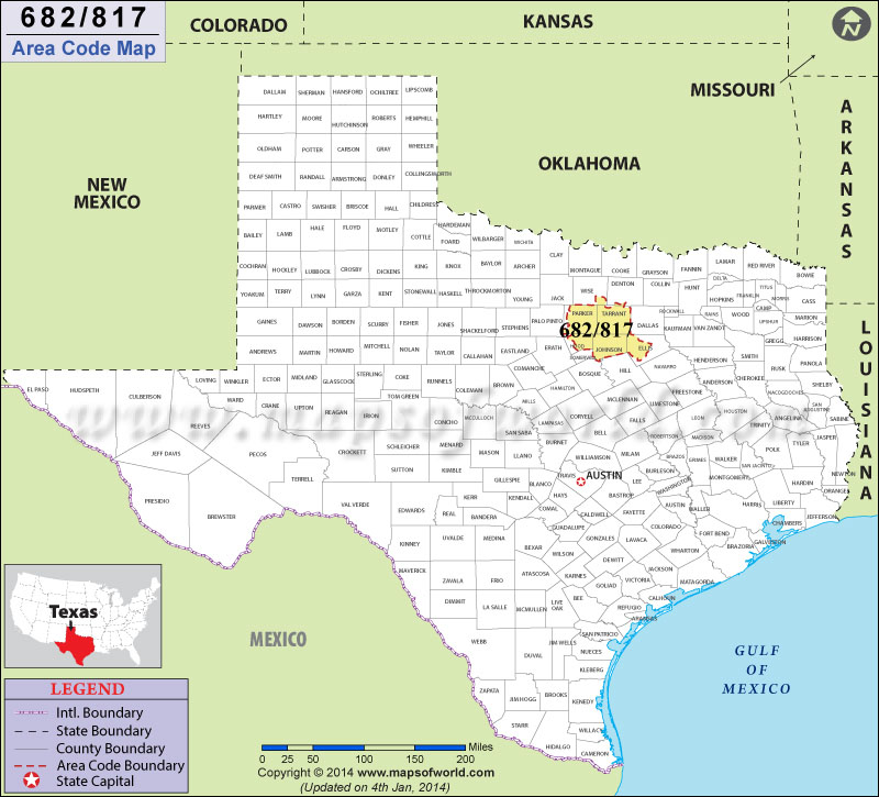 682 Area Codes Map