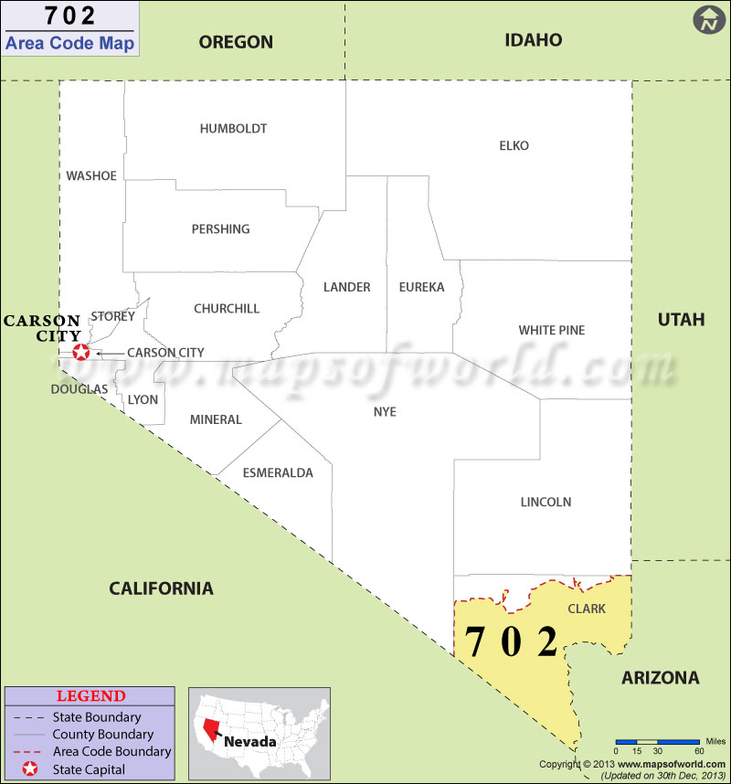 702 Area Codes Map