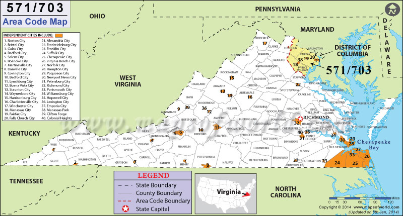 703 Area Codes Map