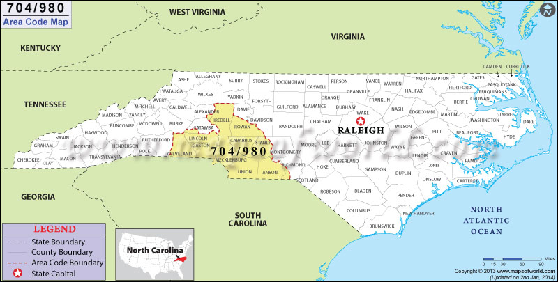 704 Area Codes Map