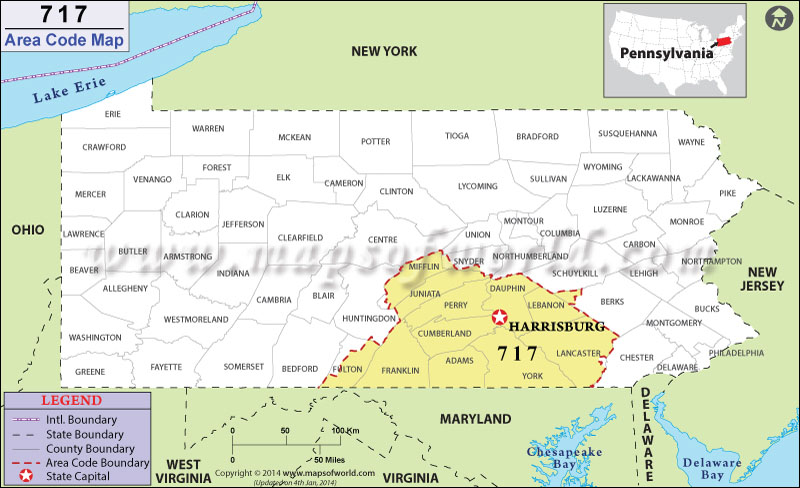 717 Area Codes Map