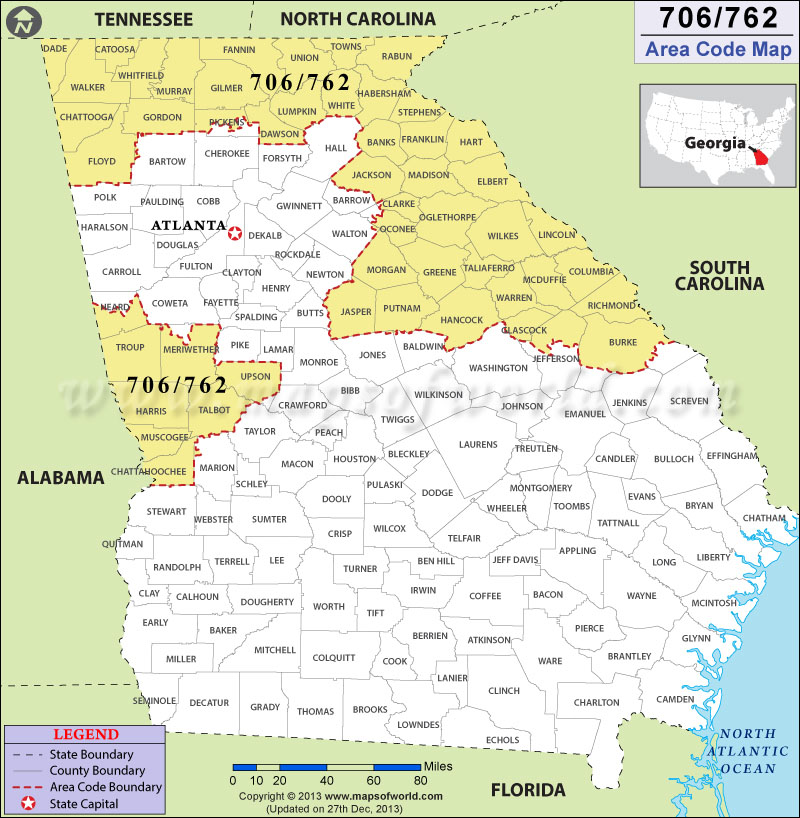 762 Area Codes Map