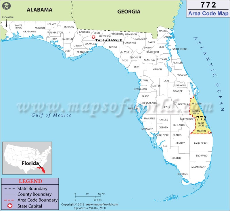 772 Area Codes Map