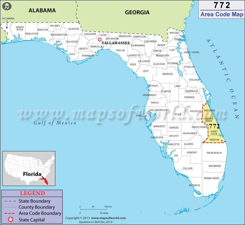 772 Area Codes Map