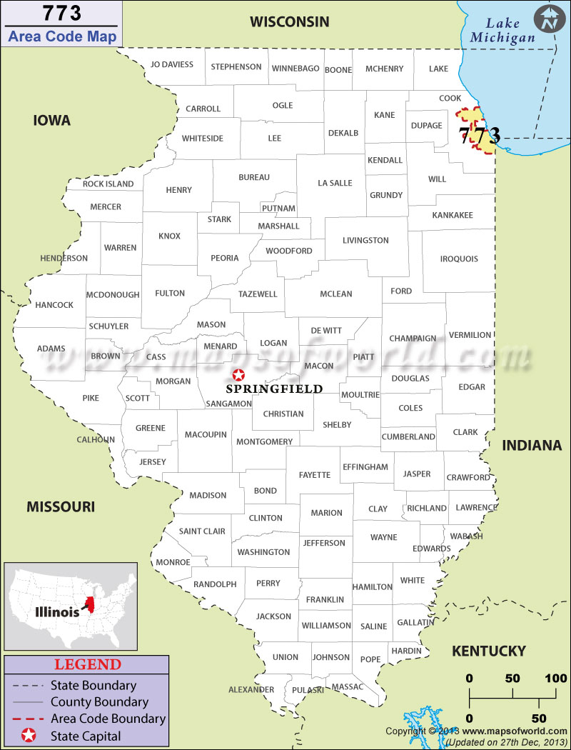 773 Area Codes Map