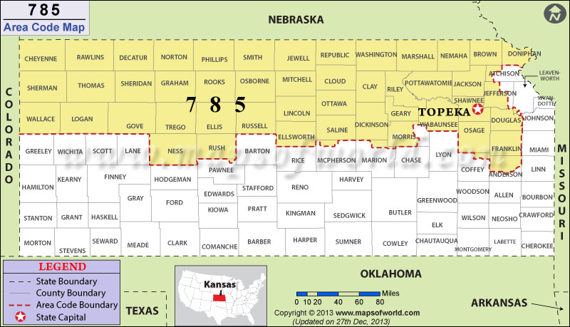 785 Area Codes Map