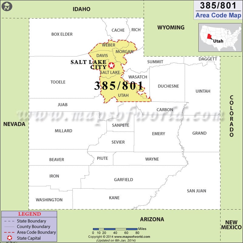 801 Area Codes Map