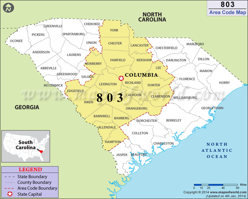 803 Area Codes Map