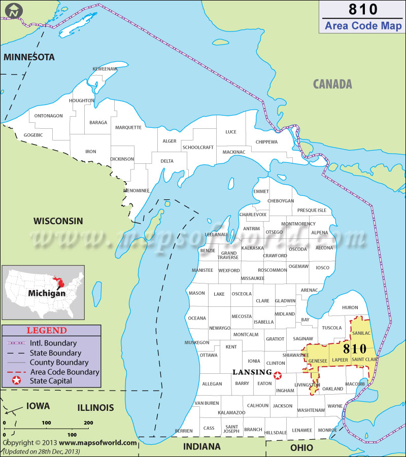 810 Area Codes Map