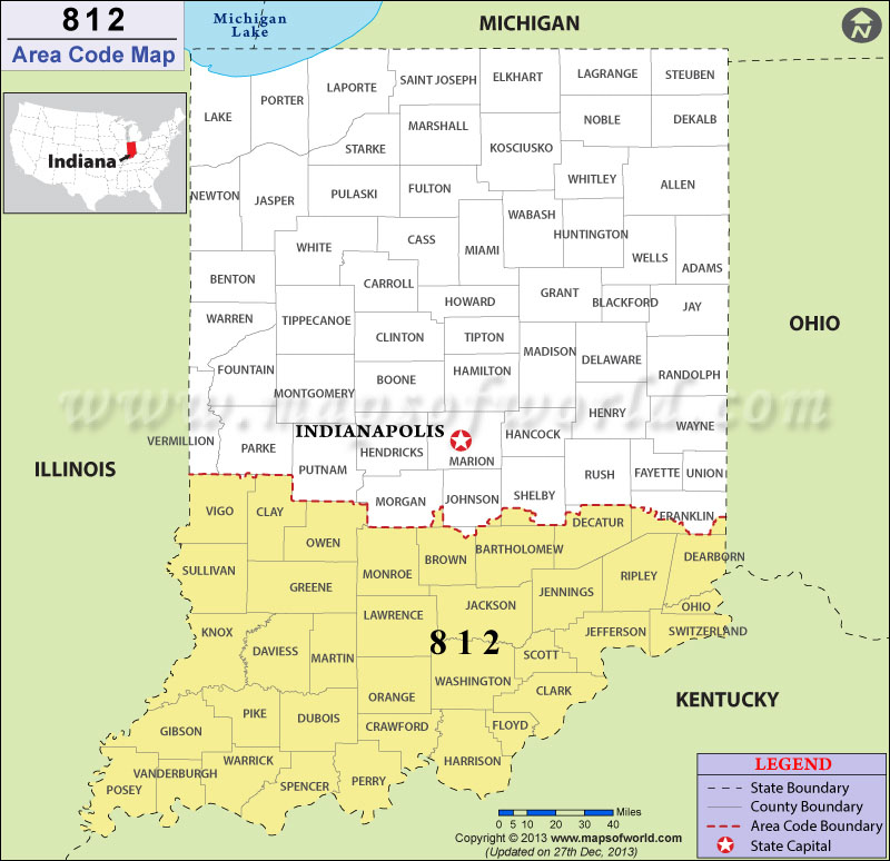 812 Area Codes Map