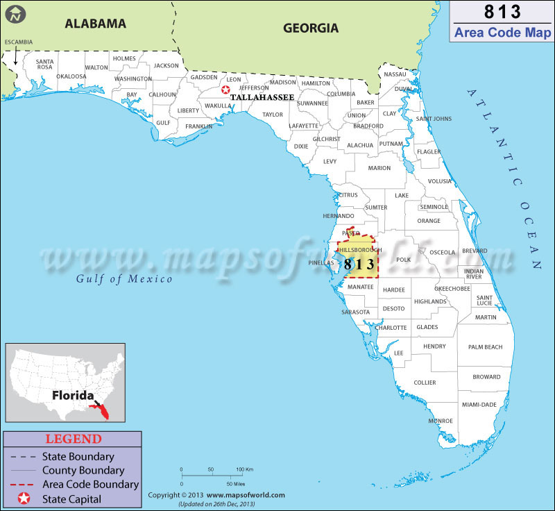 813 Area Codes Map