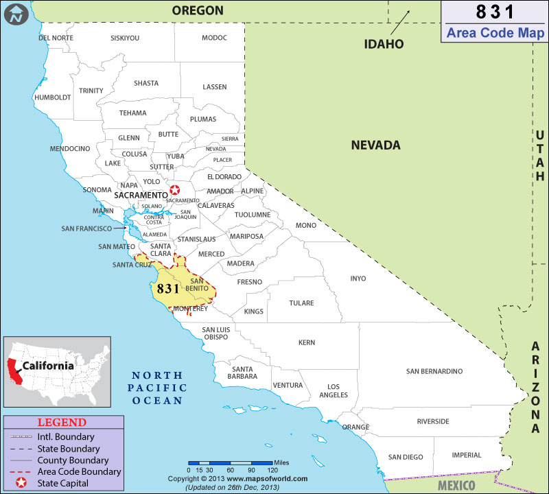 831 Area Codes Map