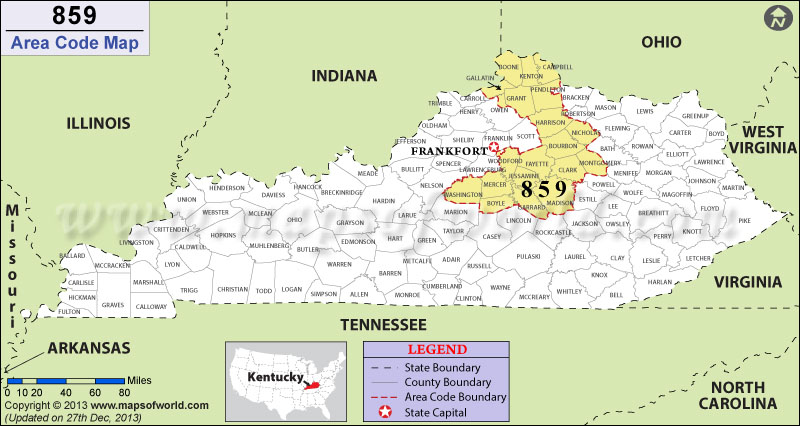 859 Area Codes Map