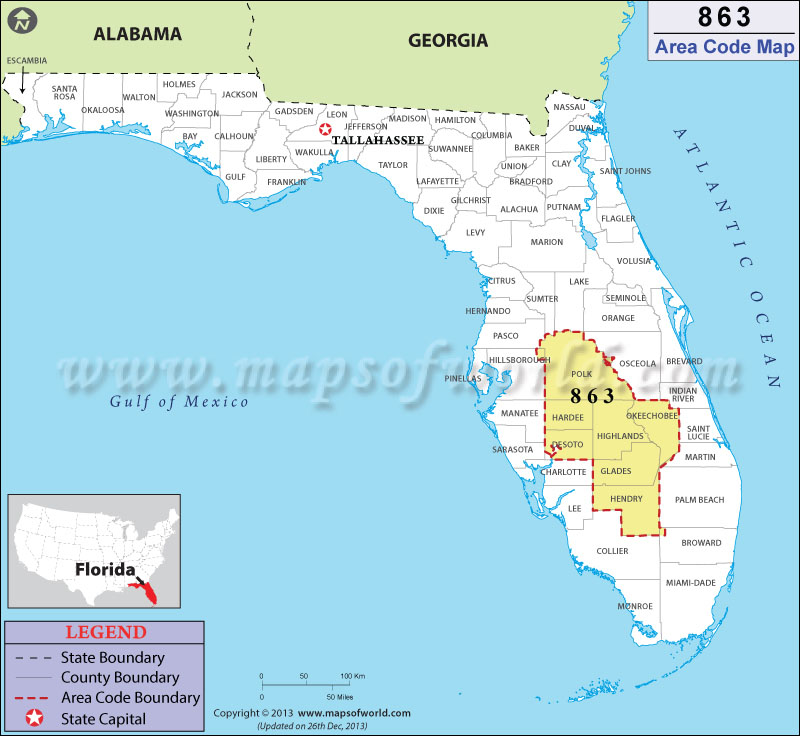 863 Area Codes Map