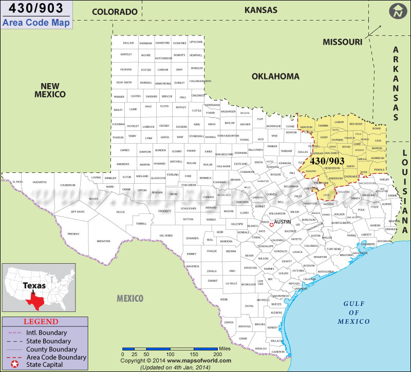 903 Area Codes Map