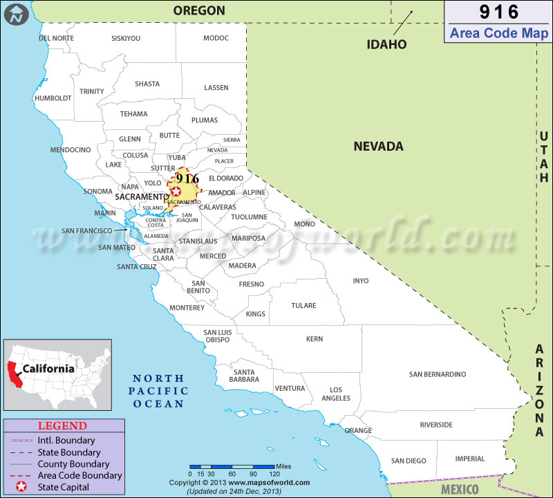 916 Area Codes Map