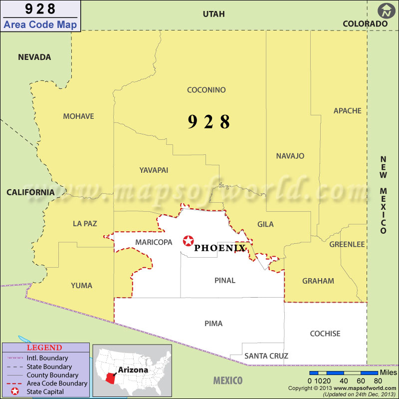 928 Area Codes Map