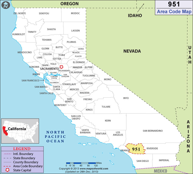 951 Area Codes Map