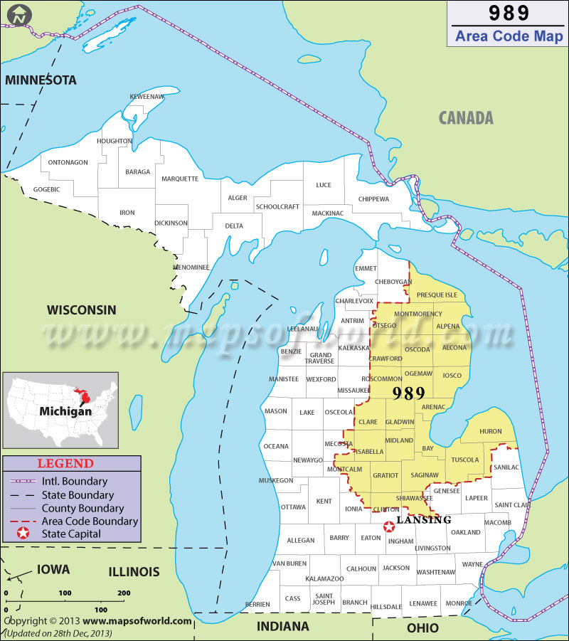 989 Area Codes Map