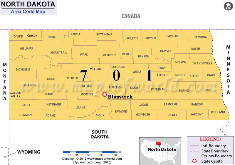 North Dakota Area Codes