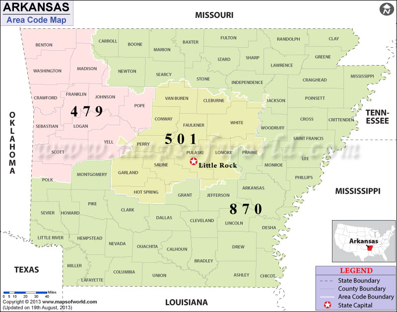 Arkansas Area Codes