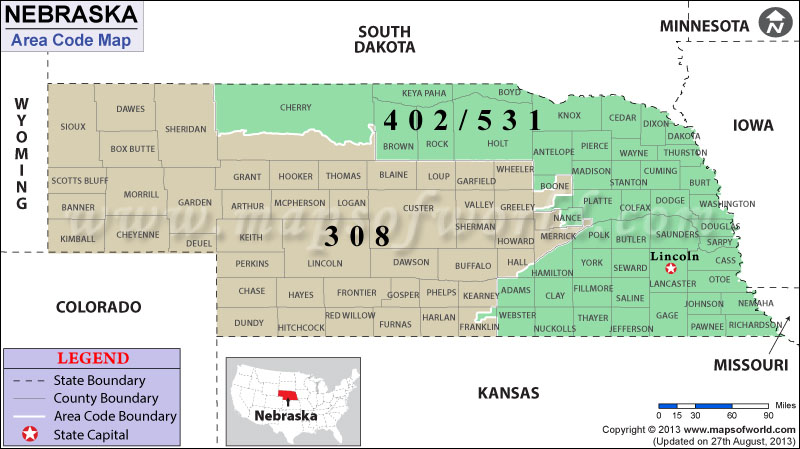 Nebraska Area Codes