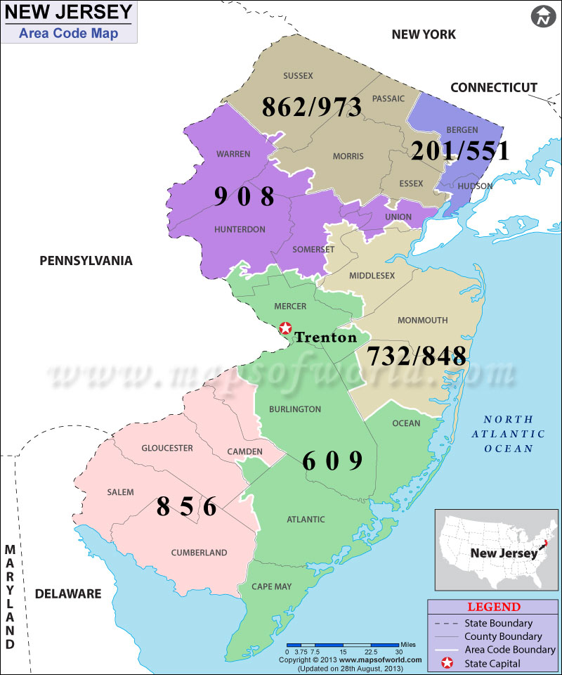 New Jersey Area Codes