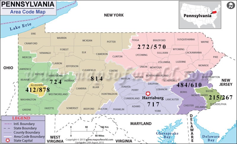 Pennsylvania Area Codes