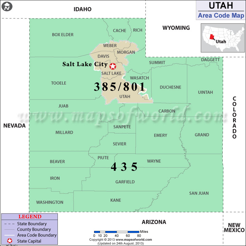 mavepine Sæbe købmand Utah Area Codes | Map of Utah Area Codes