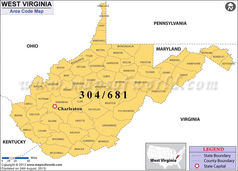 West Virginia Area Codes