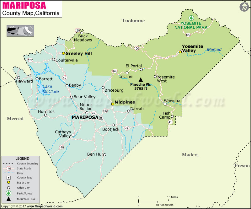 Mariposa County Map