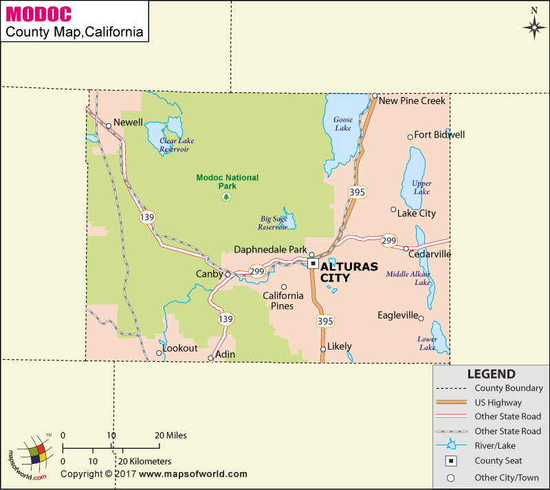 Modoc County Map