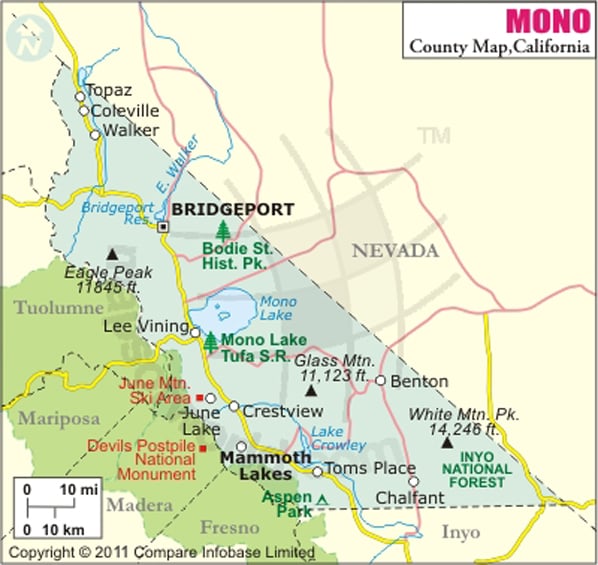 Mono County Map Map Of Mono County California