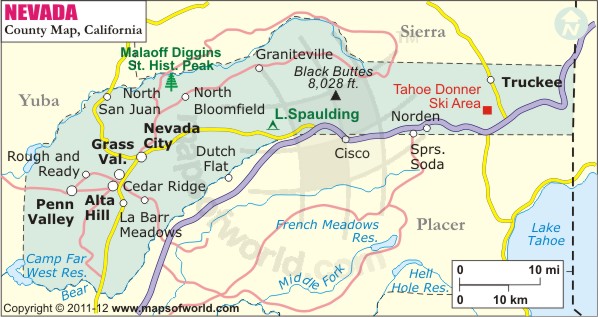 Nevada County Map