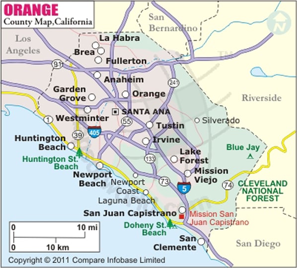 Orange County Map Map Of Orange County California