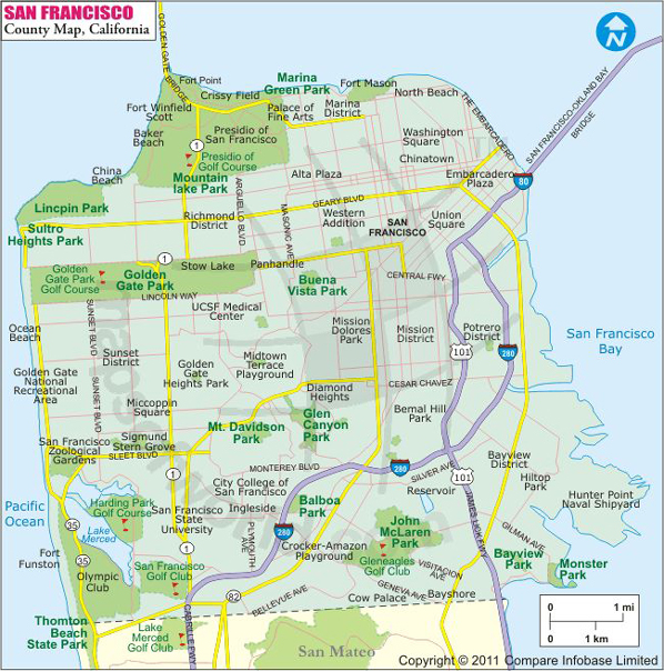 San Francisco County Map Map Of San Francisco County California