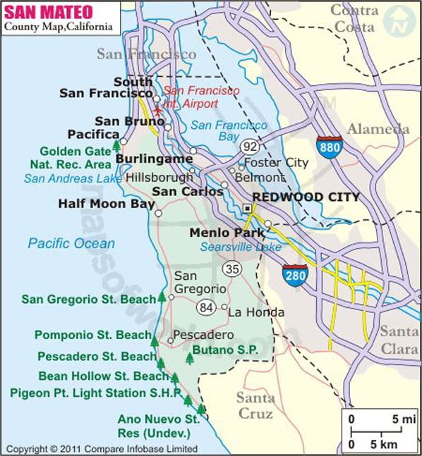 San Mateo County Map Map Of San Mateo County California
