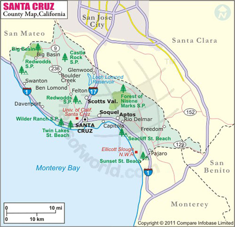 Santa Cruz County Map