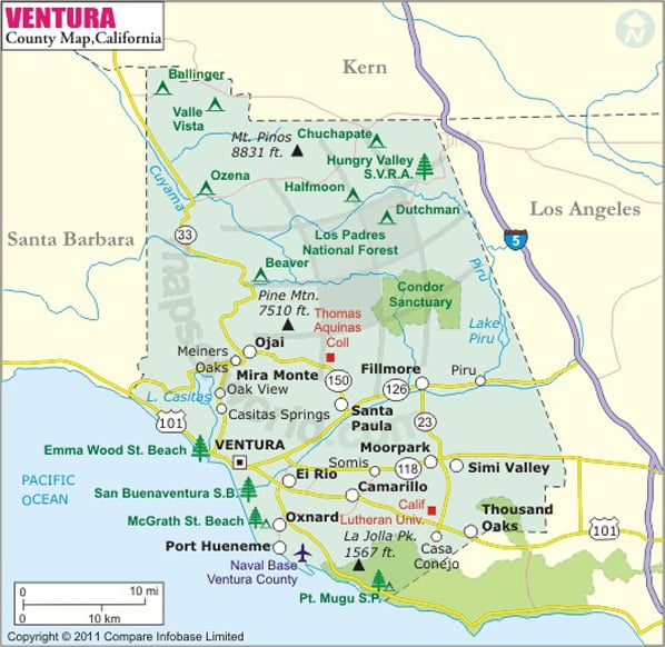 Ventura County Map Map Of Ventura County California