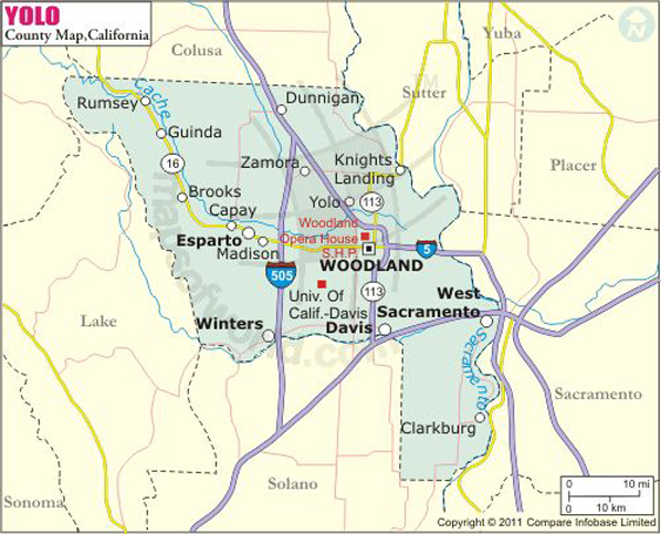 Yolo County Map Map Of Yolo County California