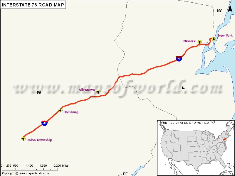 US Interstate 78 Map