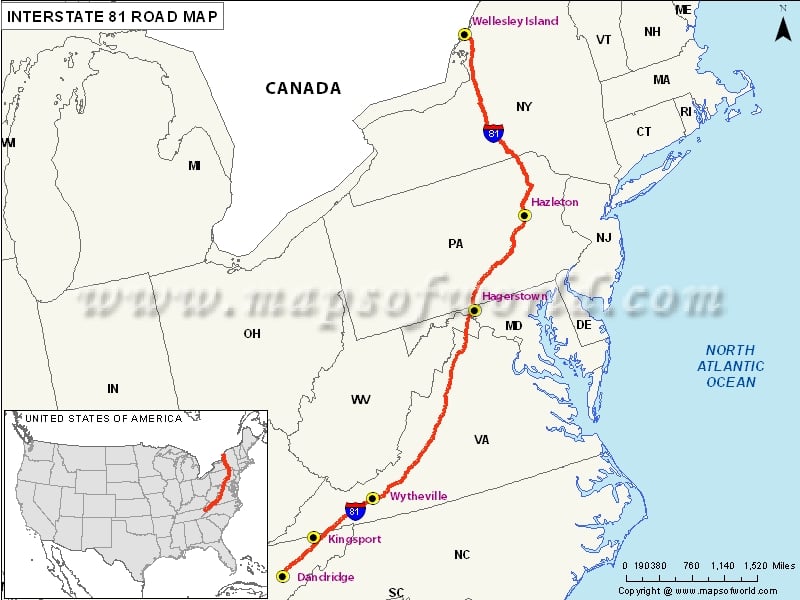 Us Interstate 81 I 81 Map Dandridge Tennessee To Fisher S